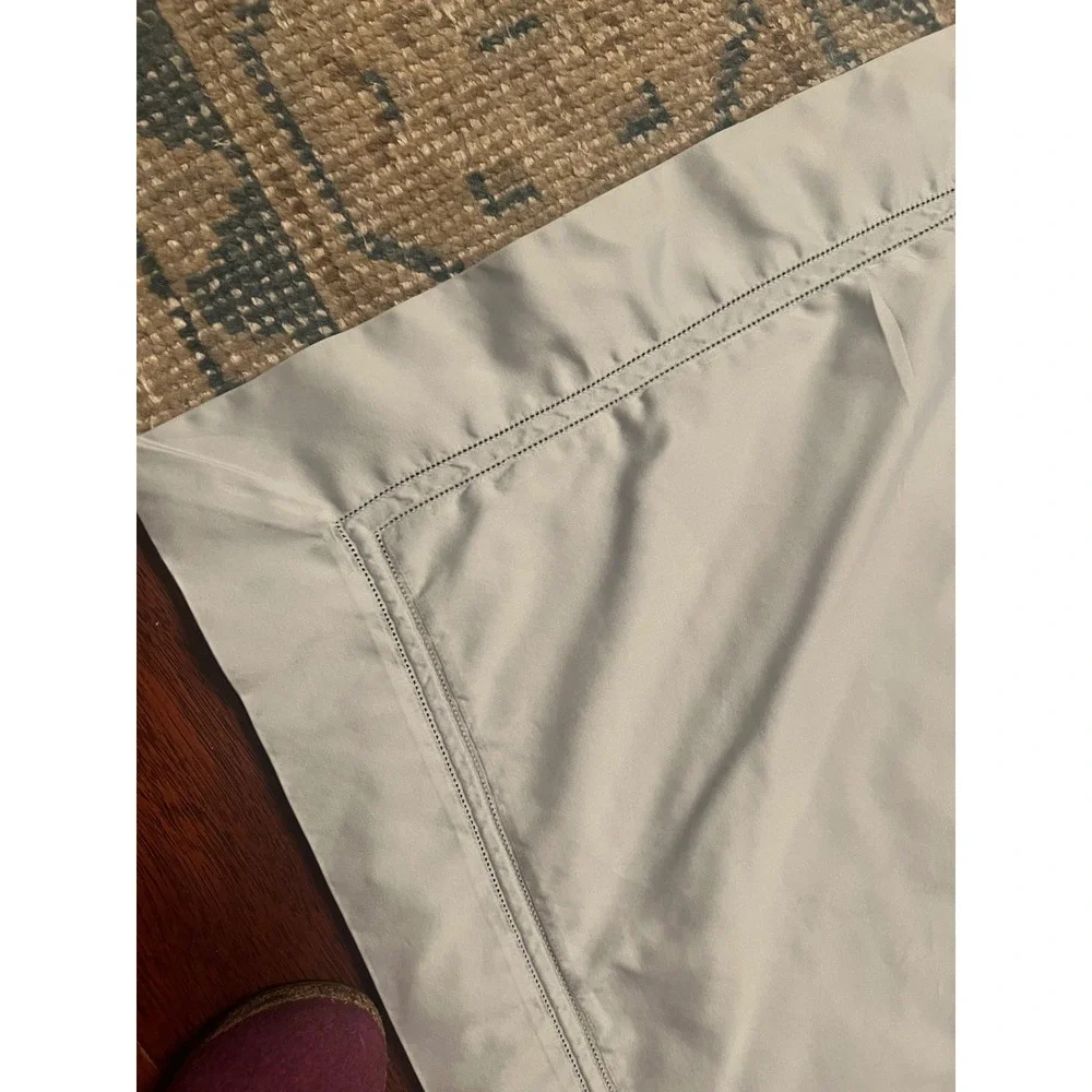 Between The Sheets Light Blue Hemstitch Pillow Shams Made in Italy Set of 2 - Picture 4 of 5
